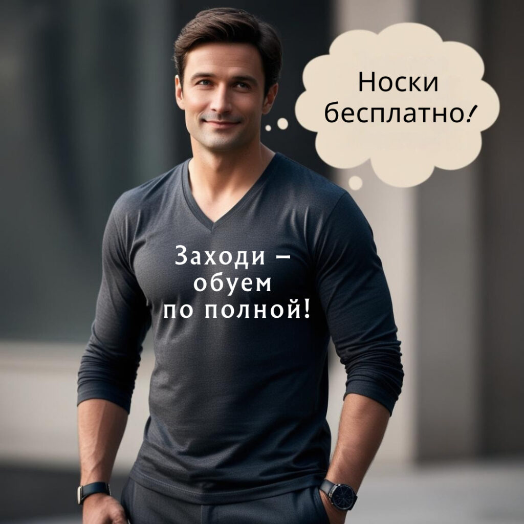 Заходи – обуем по полной! Носки бесплатно!